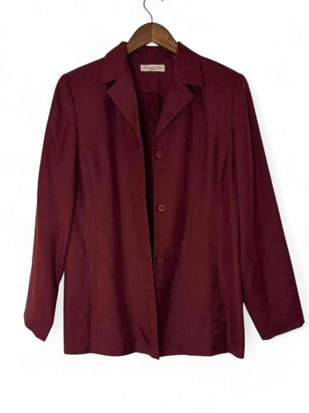 Amanda Smith Maroon Burgundy Silk Blazer Size 6 Office Business Casual Wine Red